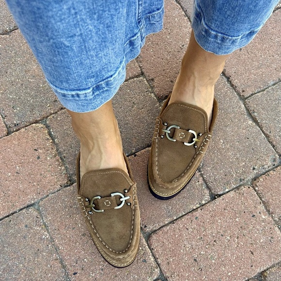 Donald J. Pliner Elta Mule Brown Suede Slide Horse Bit Horsebit Loafer Mule Sz 7 - Picture 1 of 11